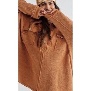 Free People FP Beach Oversized Rowan Pullover Terra Cotta Medium
